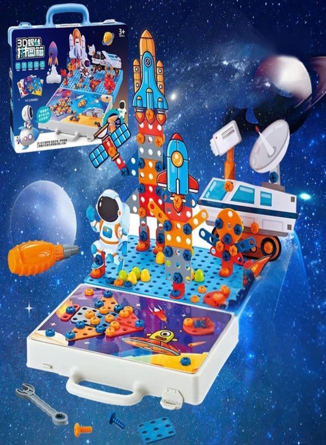 PLUSPOINT Astronaut 3D Screw Puzzle Box Creative Space Exploration STEM Toy for Kids, 213 Pieces with Astronaut, Rocket, and Spaceship Models Educational Engineering Kit for Boys & Girls 3-9 Yrs Old - Image 4
